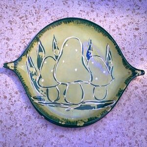 Groovy Vintage Green Mushroom Serving Dish